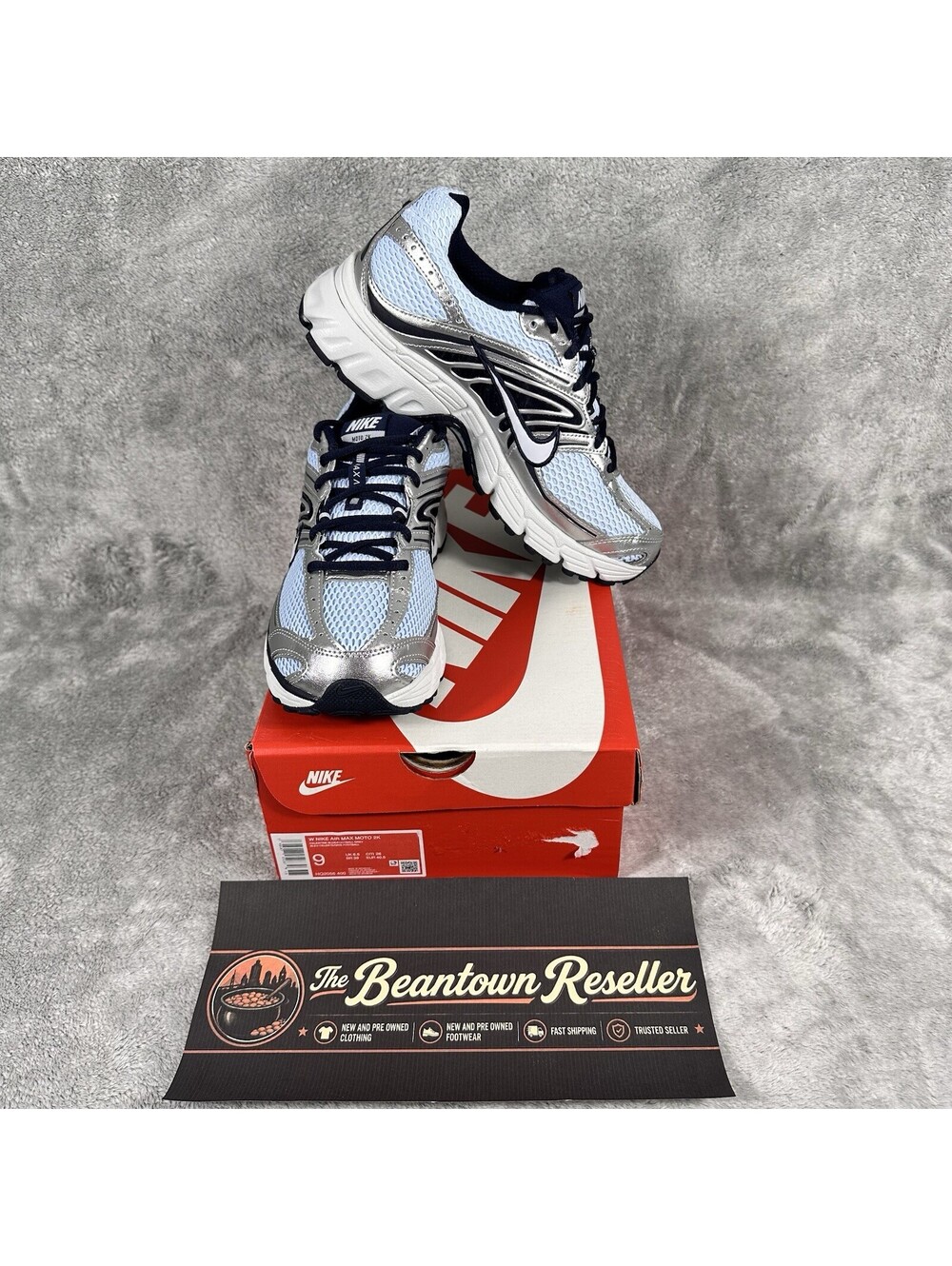 Nike Women’s Size 9 Air Max Moto 2K Celestine Blue Metallic Silver HQ2056-400